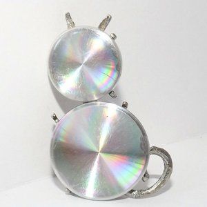 Signed Jewelarama 1961 Holographic Disk Cat Brooch Pin Modernist
